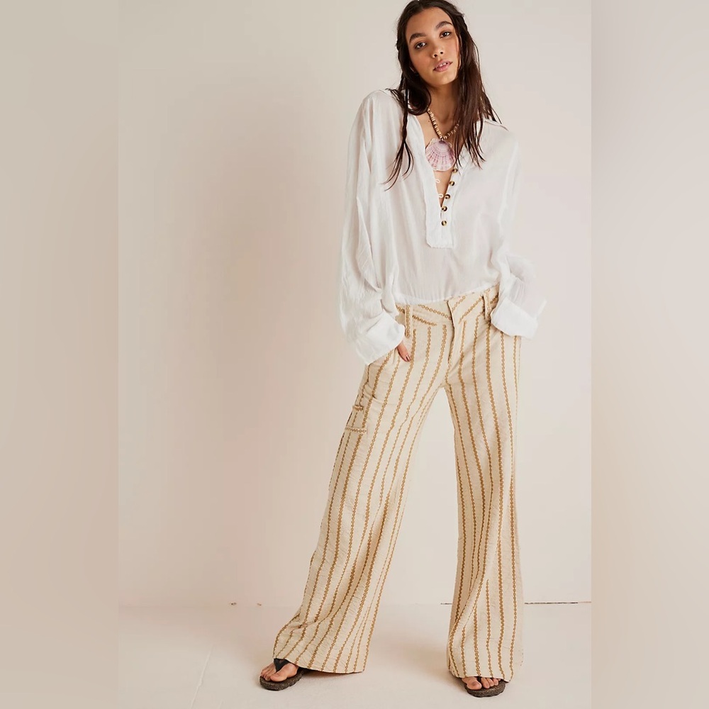 Free People Here For It Relax Flare Trousers - Picture 3 of 8